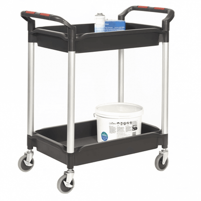 Plastic 2 Shelf Deep Tray Trolley, 150kg Capacity – 870 x 490 x 990mm