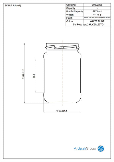 298ml Flint Glass Food Jar