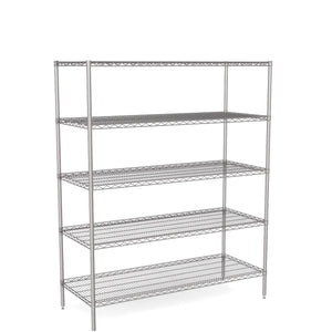 Zinc Wire Shelving – Static Unit 1895mm High | 5 Tier Heavy Duty Storage Rack