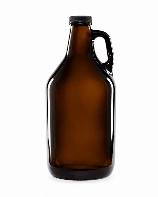 Growler en verre ambré de 64 oz/1,84 litre avec poignée