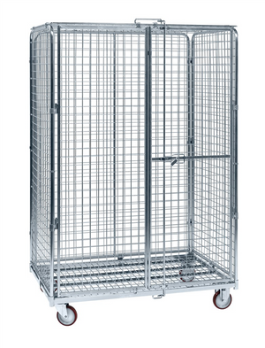 Lockable Mesh Security Container with Braked Castors – 600kg Capacity