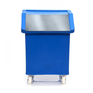 89 litre food approved MDPE ingredients trolley with stainless steel flap lid and four castors