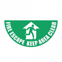 Large Half Circle Floor Marker Graphic Sign 'FIRE ESCAPE KEEP AREA CLEAR' 750 x 375mm
