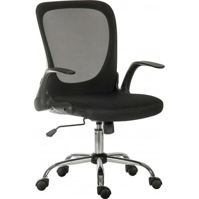 Mesh Office Chair with Folding Arms, Recline Function & Chrome Base