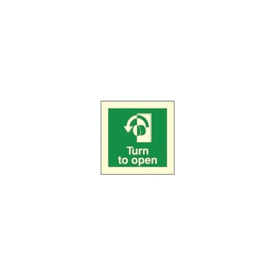 Photoluminescent Turn to Open (Left) Sign – Emergency Exit Safety Sign
