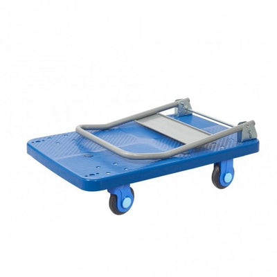 Heavy Duty Plastic Platform Trolley 300kg with Folding Handle & Silent Castors