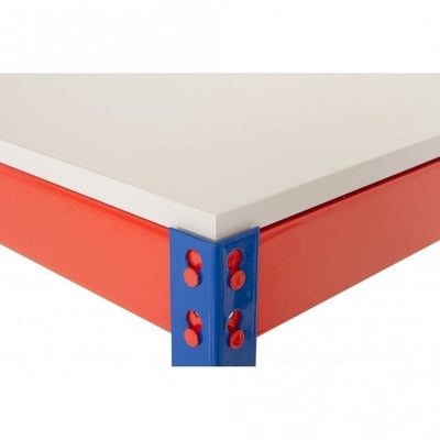 Heavy Duty Rivet Workbench with Melamine Top and Full Storage Shelf