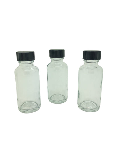 30ml (1oz) Clear Round Glass Mini Empty Bottle with 20mm R3 Cap - Pack of 126