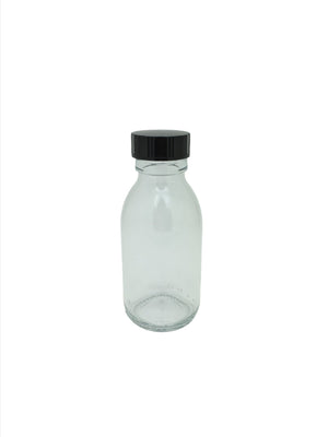 100ml Clear Round Glass Alpha Empty Bottle, 28mm Neck Finish