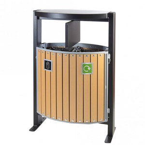 Twin Wood Effect Slatted Outdoor Litter Bin – 2 x 39 Litre – 1000x700x400mm