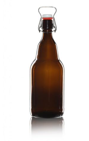 Flacon en verre ambré de 2 litres avec bouchon à bascule