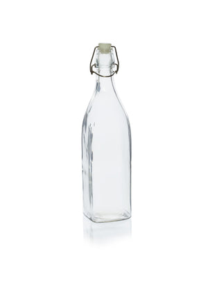 Bouteille en verre avec bouchon à bascule carrée de 1 litre
