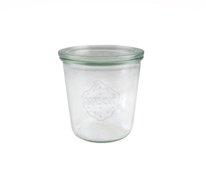Bocal en verre Weck de 580 ml avec couvercle, clips et anneaux